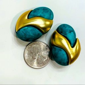 Vintage art nouveau style clips , gold and watermarble